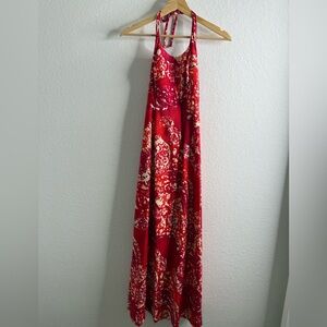Vintage 60’s Ponape Honolulu Hawaiian Maxi Halter Dress Cotton Sz 5/6 =XS